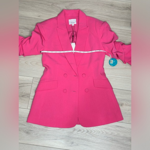 NWT Cinq à Sept Kris Crepe Blazer Jacket Ruched Sleeves Sz 0 pink azalea - Picture 12 of 14